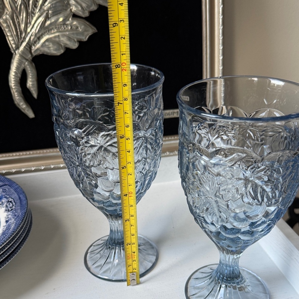 Noritake Translucent Blue Embossed Goblets - Picture 4 of 5